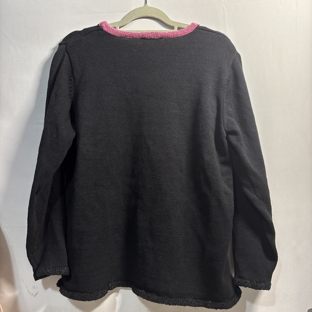 Quacker Factory Womens XL Black Pink Knit Ugly Christmas Sweater Tree Sweater - Picture 4 of 7